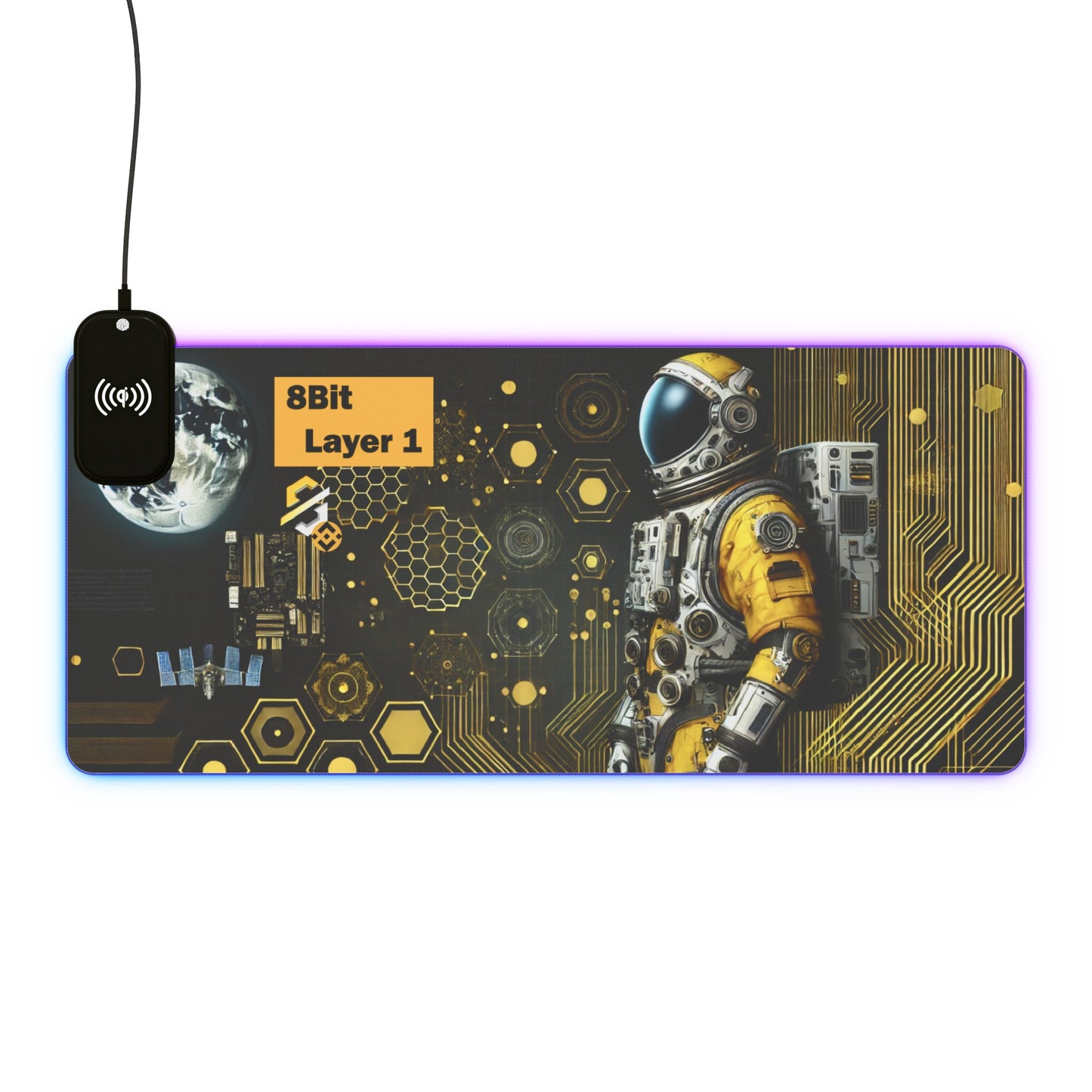 8Bit Chain LED Gaming Mouse Pad A, Wireless Charging